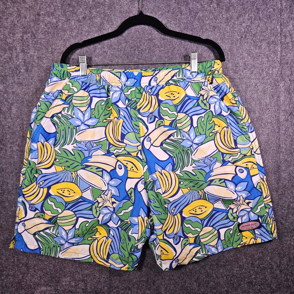 Vineyard Vines Mens Swim Trunks Toucan Fruit Tropical Beach Vacation Pool Sz L